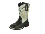 Bota Infantil Texana Bordada Cara de Vaca Cor Café com Branco Urbana Boots - Imagem 2