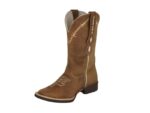 Bota Texana Couro Crazy Horse Cor Tabaco Solado Bico Quadrado Urbana Boots - Imagem 2