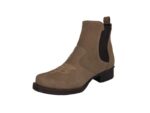 Botina de Couro Nobuk Bordada cor Palha Bico Redondo Urbana Boots - Imagem 2