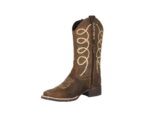 Bota Couro Crazy Horse Tabaco Bordada Arame Bico Quadrado Urbana Boots - Imagem 2