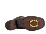 Bota Couro Crazy Horse Café Bordada Arame Bico Quadrado Urbana Boots - Imagem 5