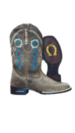 Bota Texana Feminina Bico Quadrado Bordado - ChTabaco