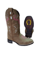 Bota Texana Feminina Bico Quadrado Bordado - Ch Tabaco - Imagem 2
