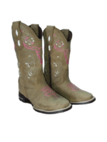 Bota Texana Feminina Bico Quadrado Bordado - Ch Tabaco